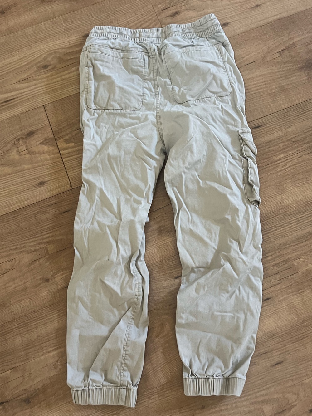 Abercrombie Kids Khaki Jogger Cargo Pants Elastic Drawstring Waist Tan 7/8 - Picture 6 of 6